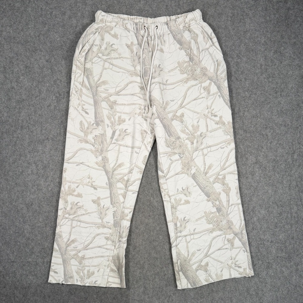 Dairy Boy White Woodland Camo Straight Leg Cut-Off Sweatpants Women's Size Large
